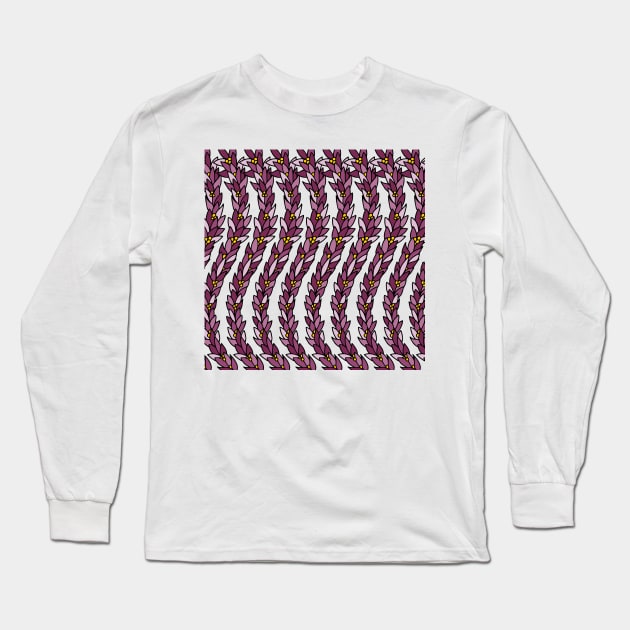 Purple Vines | Botanical Pattern Long Sleeve T-Shirt by HLeslie Design